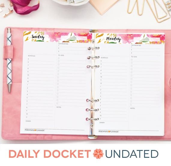 daily planner printable half sheet a5 undated by perennialplanner