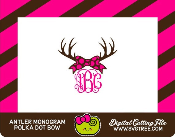 Download Deer Antler Monogram SVG Southern Monogram SVG Polka Dot SVG