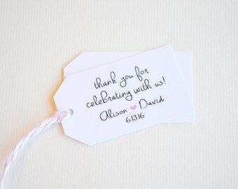 Thank You White Matte Small Label Tags - Custom Wedding Favor Tags, Hang Tags & Gift Tags