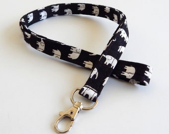 Elephant Lanyard / Elephants Keychain / Boho / Key Lanyard / ID Badge Holder / Bohemian / Animals / Bohemian / School Supplies