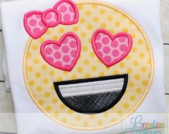 Emoji Love Heart Eyes Machine Embroidery Applique Design 4 Sizes