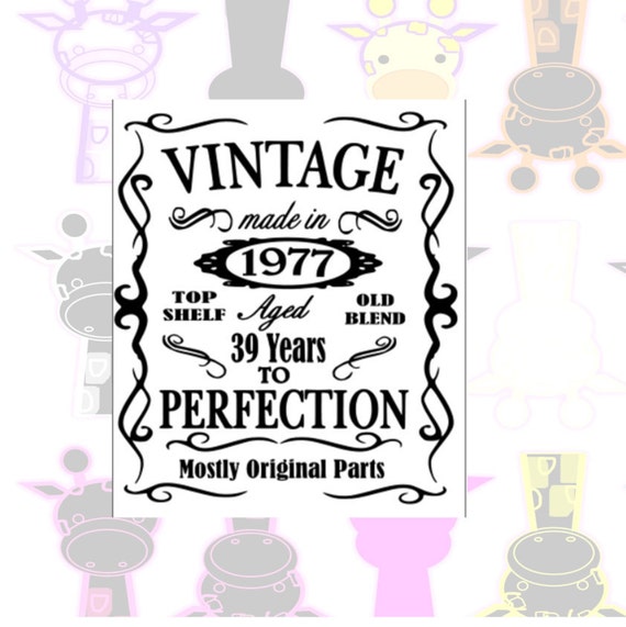 Vintage 1977 SVG File Aged to Perfection by MyPurpleGiraffeShop