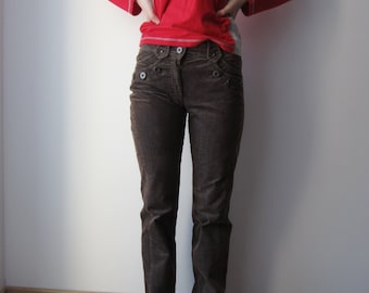 Velluto a coste donna pantaloni vita alta pantaloni pantaloni di velluto blu marrone piccola dimensione quotidiana