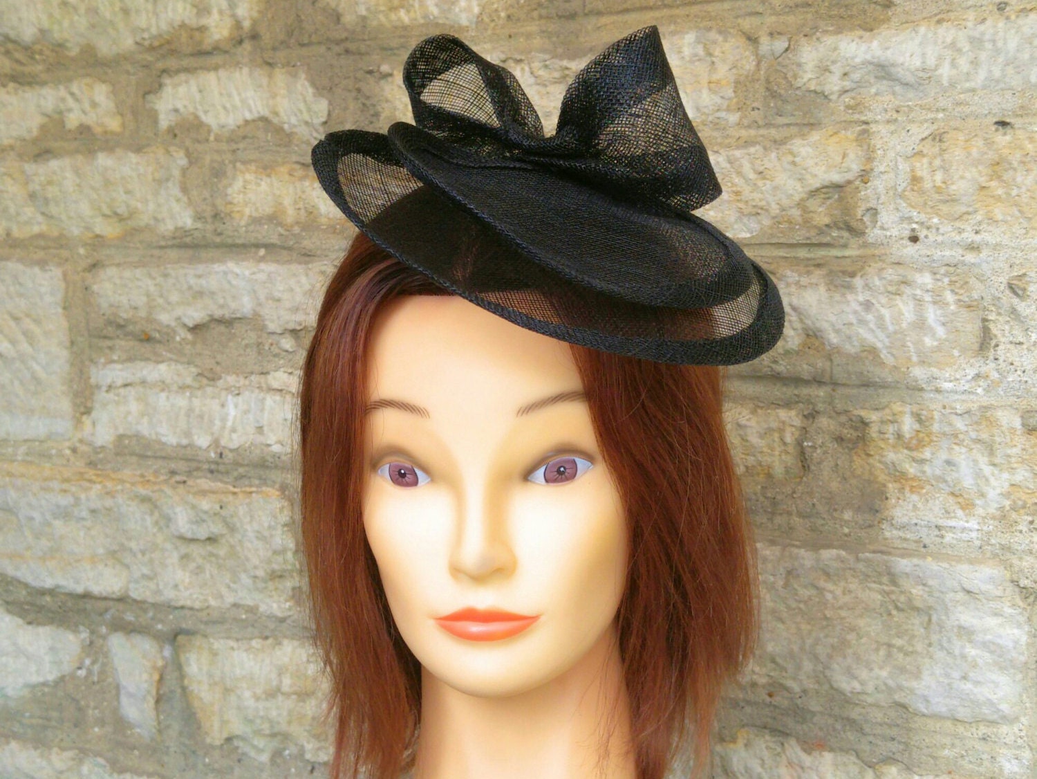 Wedding Fascinator funeral hat black cocktail hatinator races