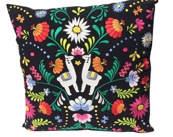 Embroidery Cushion, Llama Embroidery, Embroidery Pillow, Colourful Cushion