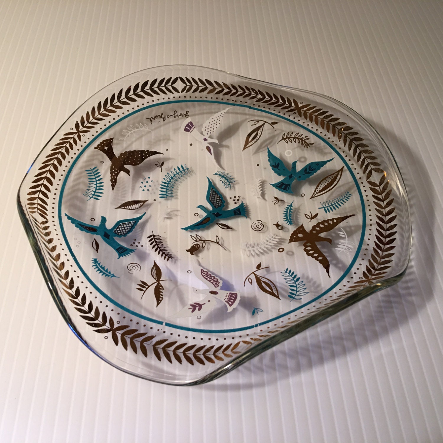 Briard glass plate/dish with the Paradise pattern