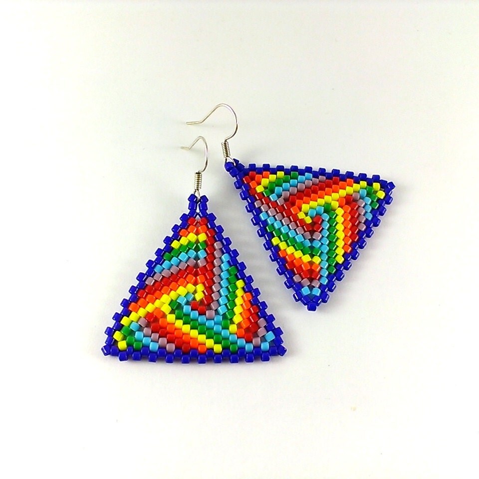 Rainbow Earrings Rainbow Jewelry Seed Bead Earrings