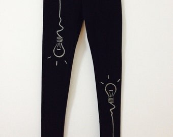Glow in the dark leggings, Night glow yoga pants, Glow clothing, Glow in the dark, Black workout pants, Plus size workout, Cotton leggings