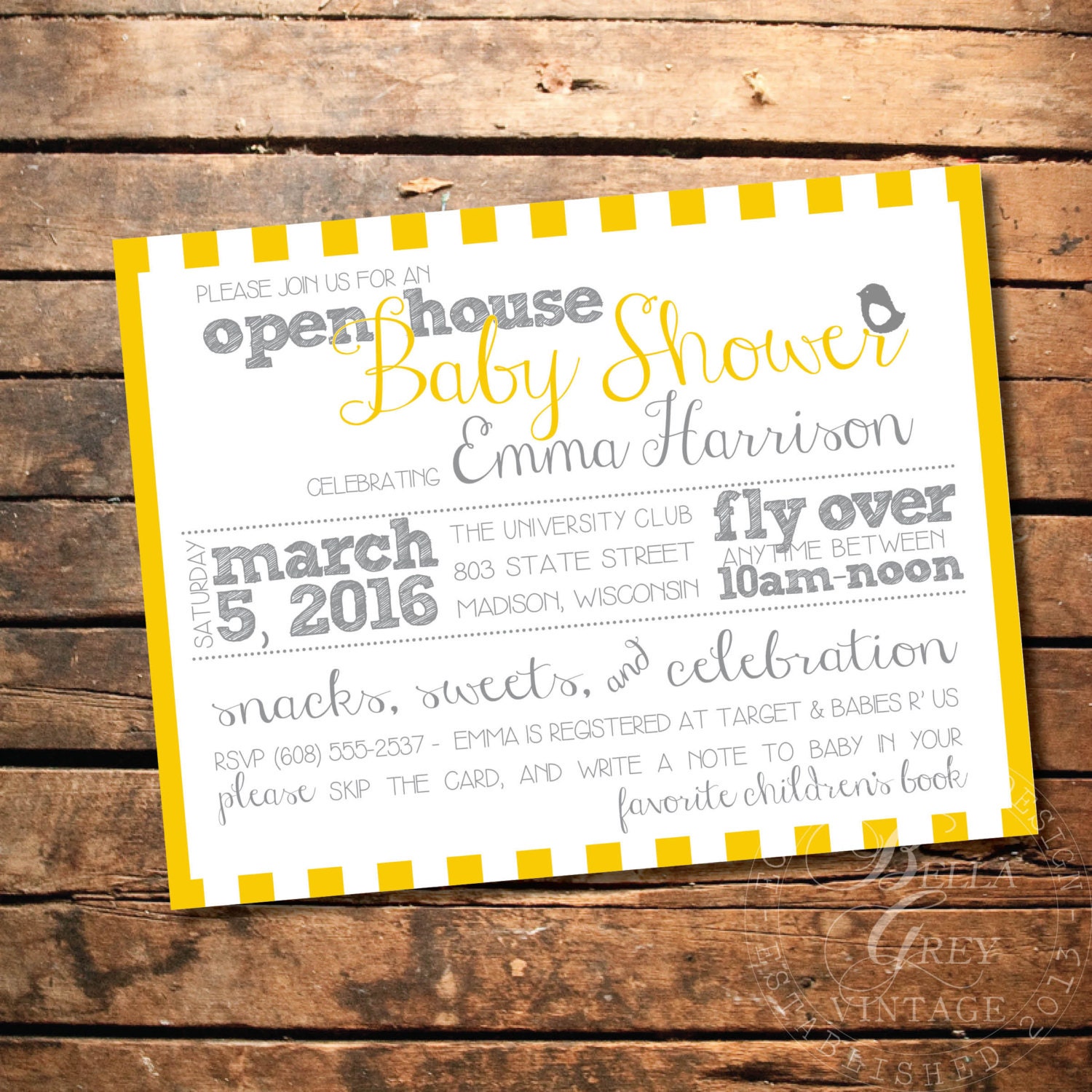 Peep Baby Shower Invitation Open House Shower Bird Themed