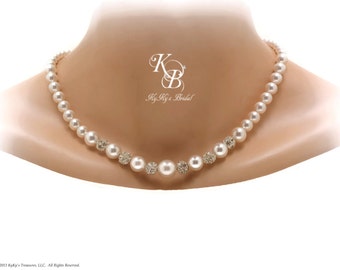 Pearl and Rhinestone Necklace, Bridal Jewelry, Pearl Bridal Jewelry, Pearl Necklace, Wedding Jewelry, Custom Pearl Necklace, Weddings
