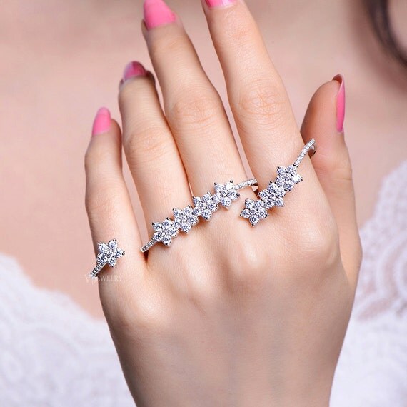 Full Finger Cubic Zirconia Rings 4 Finger Rings Palm rings