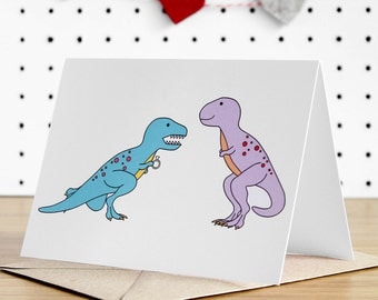 Engagement Card, Dinosaur engagement card, dinosaur, congratulations, proposal, engaged, love cards, trex, tyrannosaurus, celebration