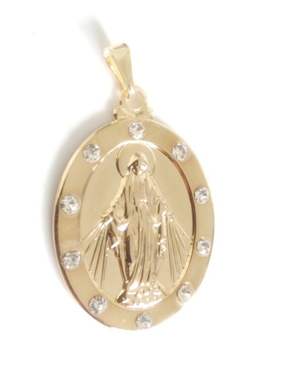 Virgen de La Milagrosa dije bañado en Oro cadena plana cola