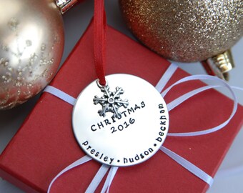 Personalized Christmas Ornament - Hand Stamped Christmas Ornament - Family Christmas Ornament - Holiday Gift - Personalized Ornament