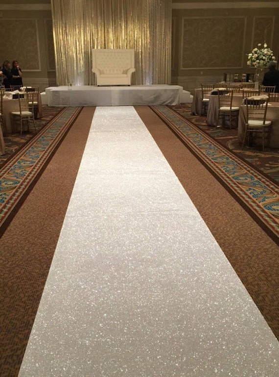 GLITTER Aisle Runner Ships Today Pearl White Non Slip non