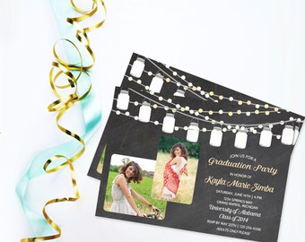 Graduation Invitation, Graduation Open House Party, High School Graduation, College Graduation Invite, Mason Jar Ball Jar Backyard Party
