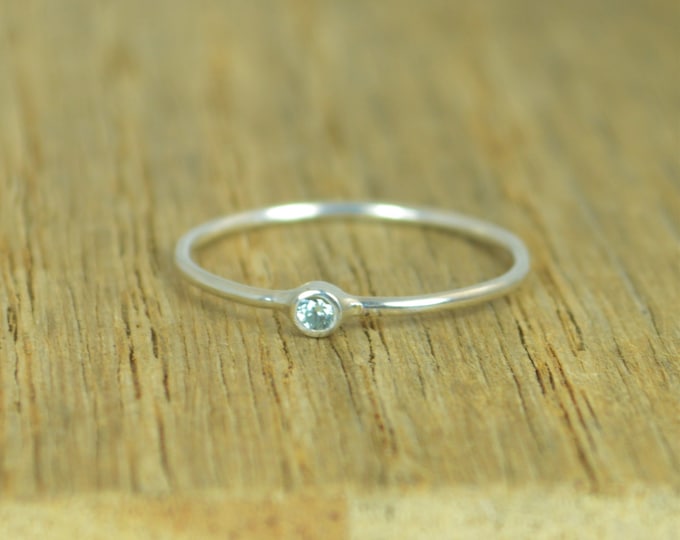 Tiny Aquamarine Ring, Sterling Ring, Tiny Ring, March Ring, Mother's Ring, Dainty Ring, Stacking Ring, Blue Aquamarine Ring, Aquamarine Ring