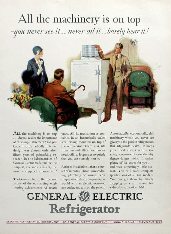 1929 GE Refrigerator Ad 1920s General Electric Advertising