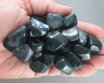 5 Green Moss Agate Stones Polished - Energy Healing, Healing Crystals and Stones, EMF Protection, New Beginnings, Strength Stones (T015)