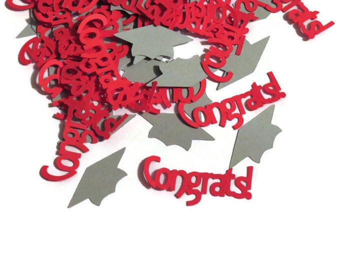 Congrats Graduation Confetti custom colors grad caps by PartyParts