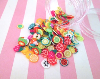 Polymer Clay Fruit Slices, Nail Art Slices, Faux Fruit, Miniature Fruit, E58