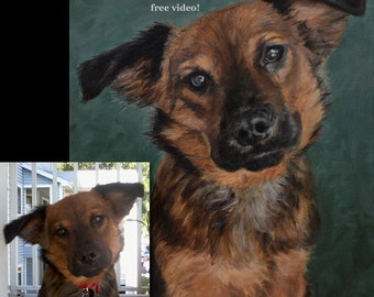 Custom Dog portrait, Pet portrait, Dog Painting, Dog Art - oil painting on stretched canvas. ***Lowest price is 50% DEPOSIT price***