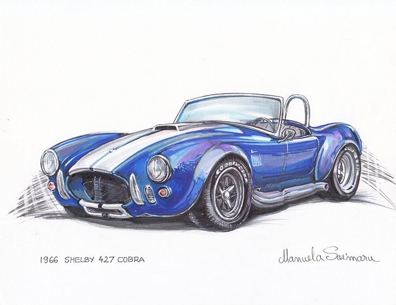 1966 Shelby Cobra Art Race Car Hot Rod Gift For Boyfriend