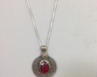 Kuchi Coin Red Scarlet Witch / Wanda Maximoff Red Pendant Kuchi Coin Necklace Cosplay Scarlet Witch Pendant Kuchi Necklaces Sterling Silver