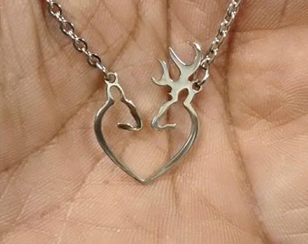 Buck And Doe Necklace - Deer Hunting - Mothers Day Gifts - Hunting Jewelry - Hunting Gift - Couple Hunting Jewelry - Buck and Doe Jewelry