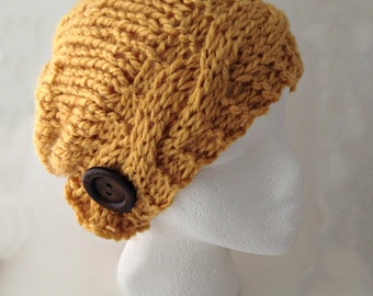 Chunky knit hat, cable brim hat, chunky cabled hat, women's chunky knit hat, teen's slouchy knit hat, chunky knit slouchy hat, handknit hat