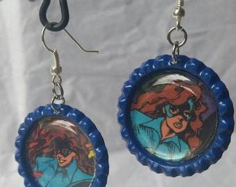 Shadowcat comic book earrings, Kitty Pryde, X-men earrings, Excalibur dangle earrings, comic book jewelry, geeky jewelry, nerdy earrings