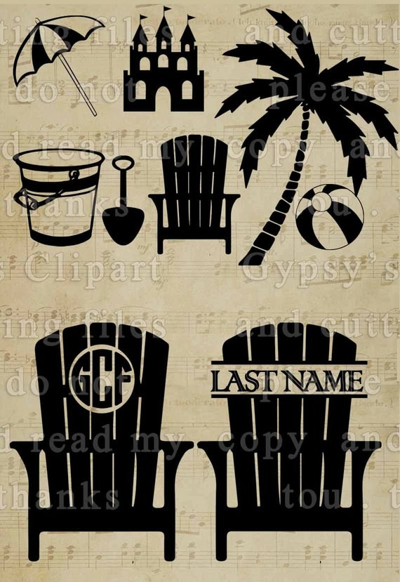 Download Beach svg beach monogram Lake Chair Monogram Sand Pail