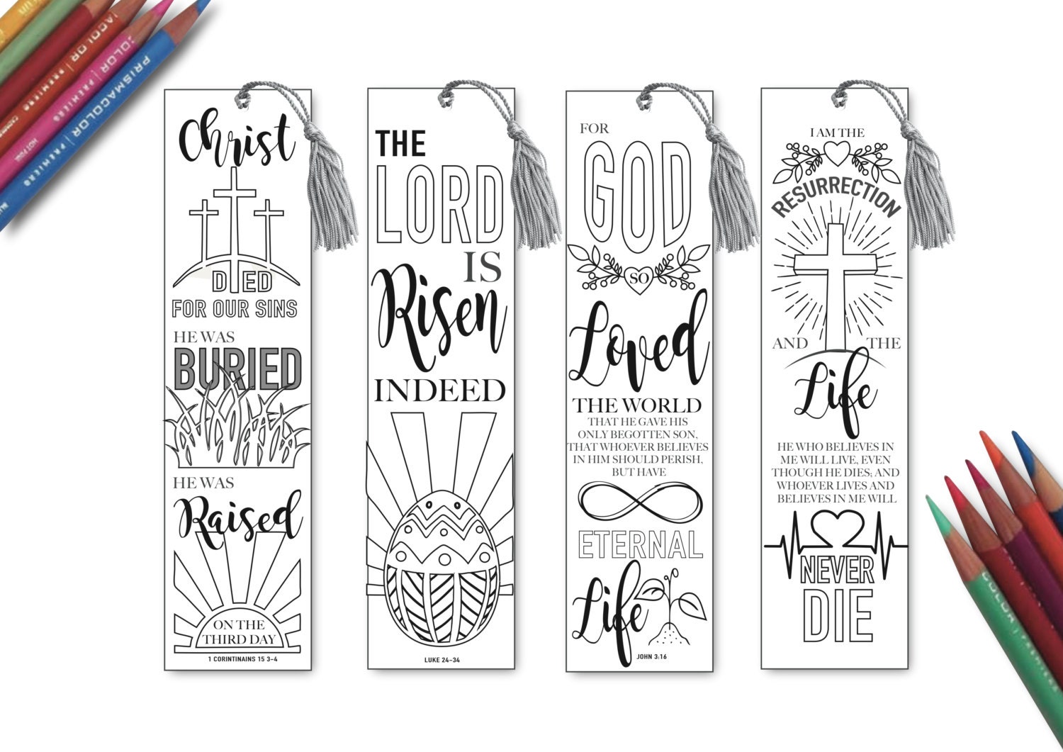 EASTER Coloring in Bible Bookmarks Bible Journaling