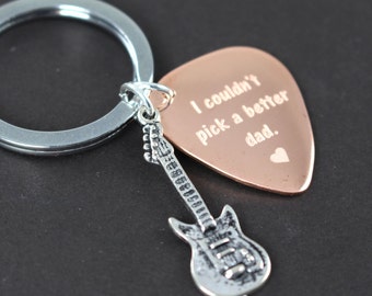 Custom Guitar Pick Keychain for Dad , Custom Engraved Gift for Dad, Unique Gift Idea