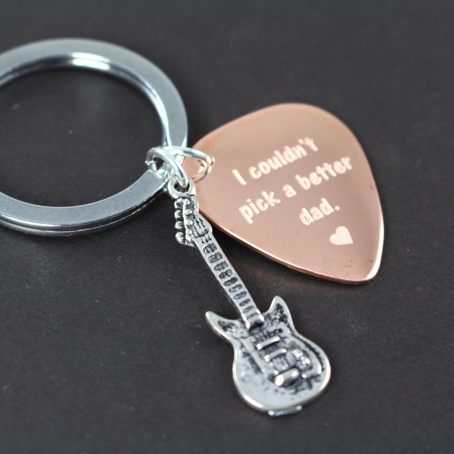 Custom Guitar Pick Keychain for Dad Custom Engraved Gift for