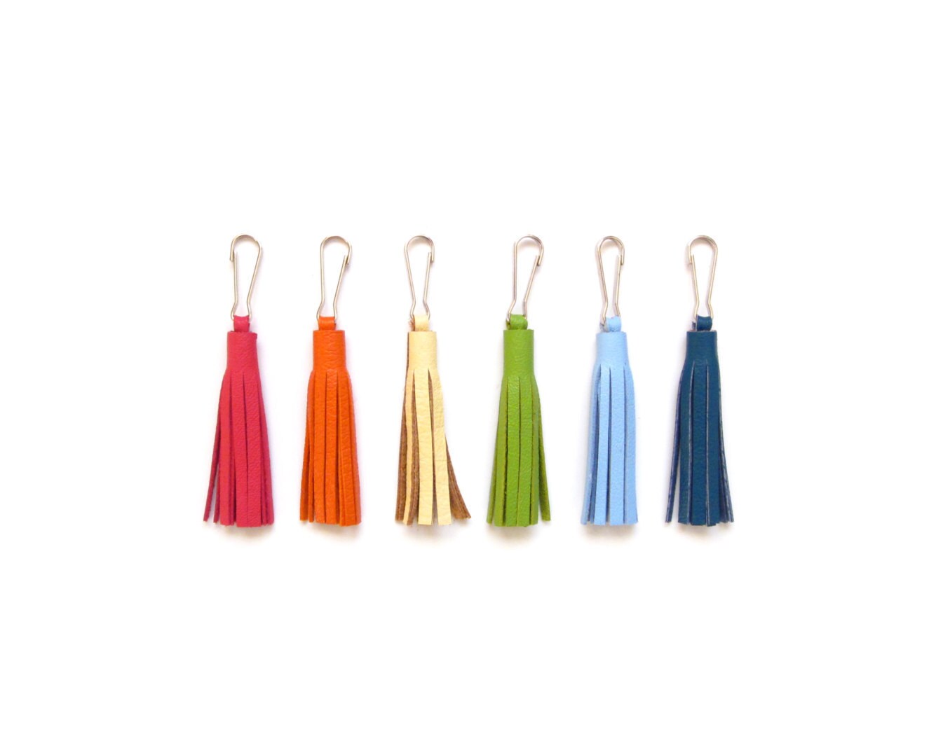 2 Leather Tassel Upcycled Leather Tassel Zipper Pull