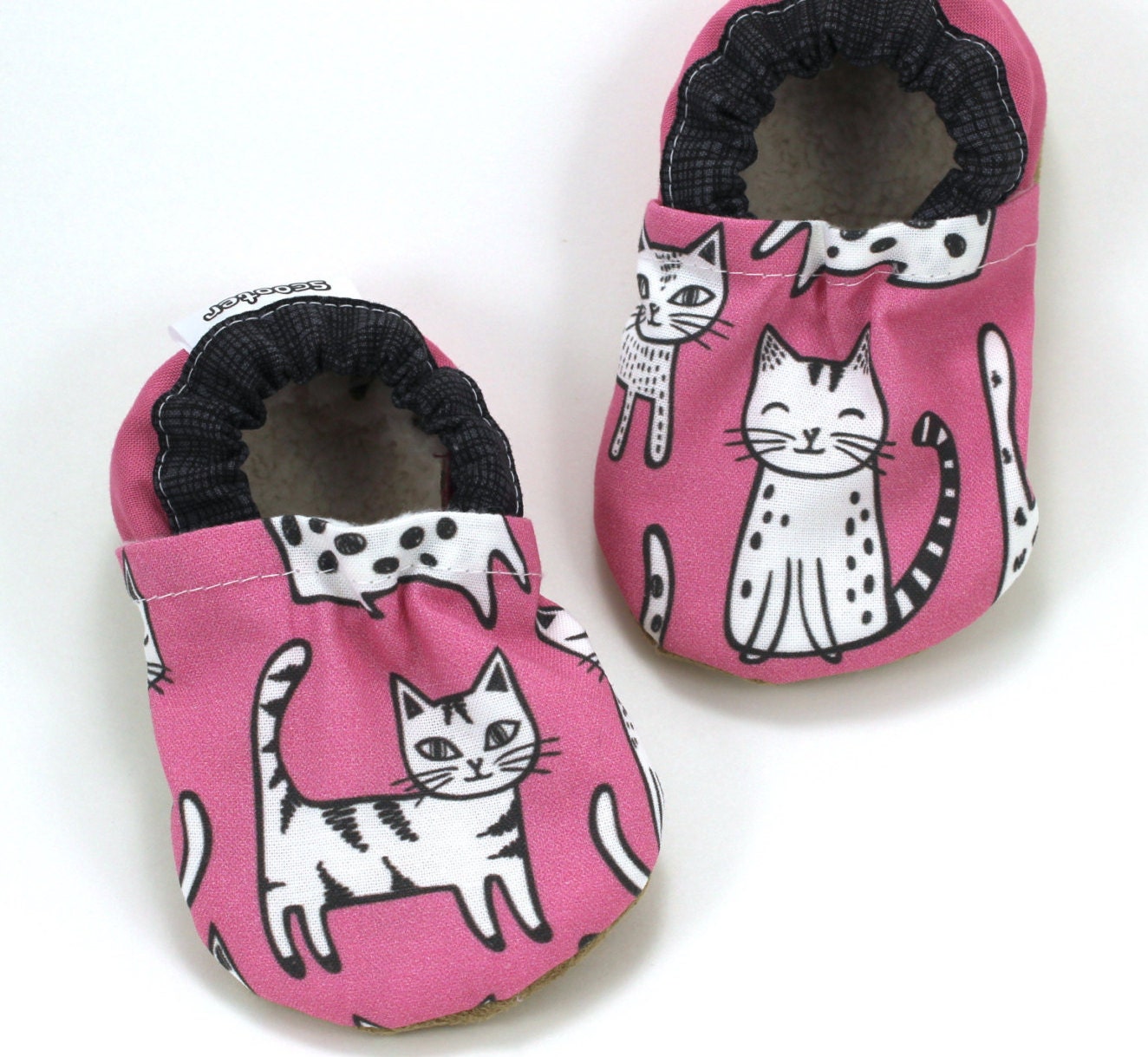 pink cat shoes baby cat booties pink and gray kitty cat shoes