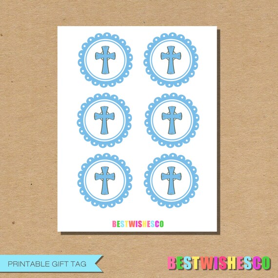 baptism printable gift tags first communion blue sticker