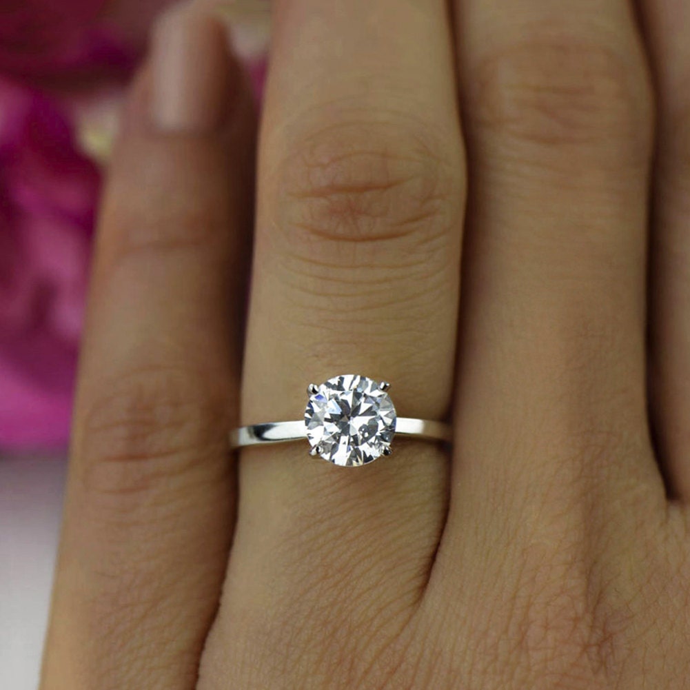 1.5 ct Classic Engagement Ring Man Made Diamond Simulant