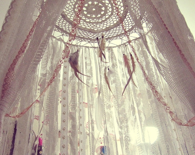 Boho Bed Crown - Baby Crib Canopy - Gypsy Nursery Decor - Dreamcatcher Canopy - Bohemian Bedroom - Made to Order