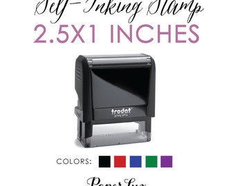Custom Self-Inking Stamp - 2.5x1 inches - Logo Stamp, Wedding Stamp, Business Stamp