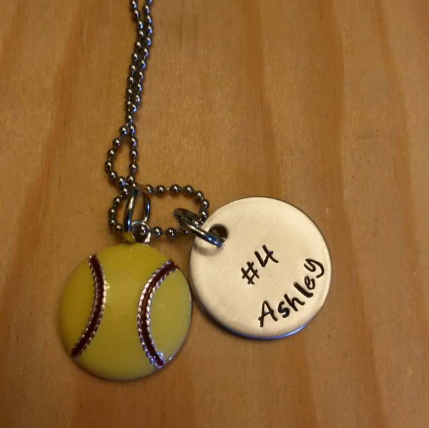 Hand Stamped Personalized Softball Necklace Softball Team