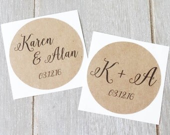 Wedding Personalised Stickers 1.8" (45mm) ~ Name Initials ~ Custom Sticker ~ Bomboniere ~ Invitation ~ Baby Shower, Engagement, Anniversary