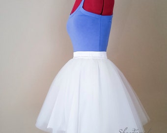 White Tulle skirt, bridesmaids skirts, short wedding tutus, custom order, mini micro skirt, layered Tulle, bridal party, satin waist band