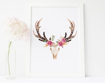 Deer Head Wall Art deer skull | etsy Deer Head Wall Art deer skull | etsy
