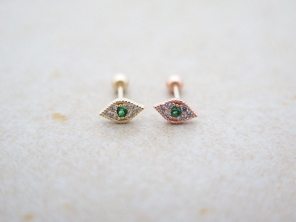 10K/14K Solid Gold piercing/Evil eye Piercing/Helix