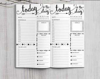 Printable Daily Bullet Journal Inserts, Midori Daily Spreadsheet, Printable Midori Traveler's Notebook Daily planner inserts, PDF file