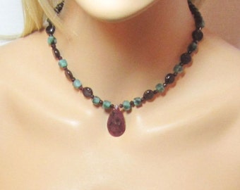 Ruby Necklace, Emerald Necklace, Rubies Emeralds, Genuine Ruby, India Rubies, Red and Green
