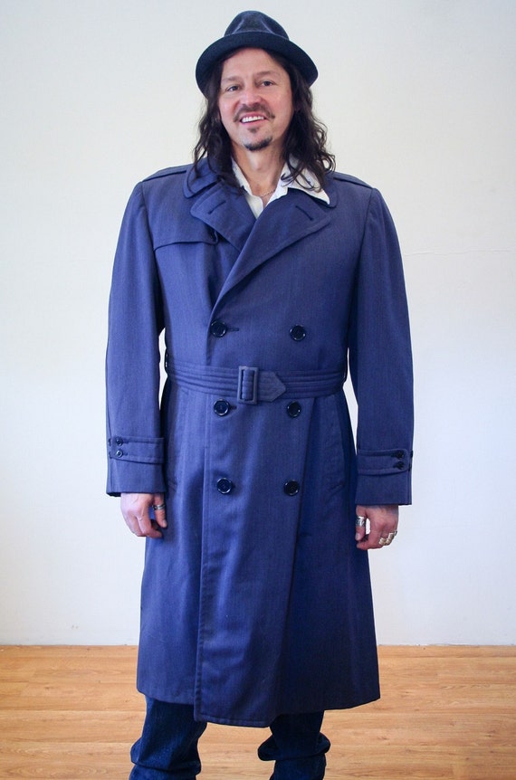 50s US Air Force Trench Coat Squadron Leaders Blue Wool