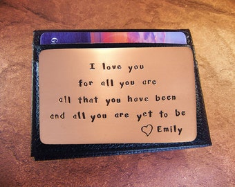 Personalized,Birthday Gift, Boyfriend Card, Rustic Copper, Wallet Insert Card, Cool Gift For Men